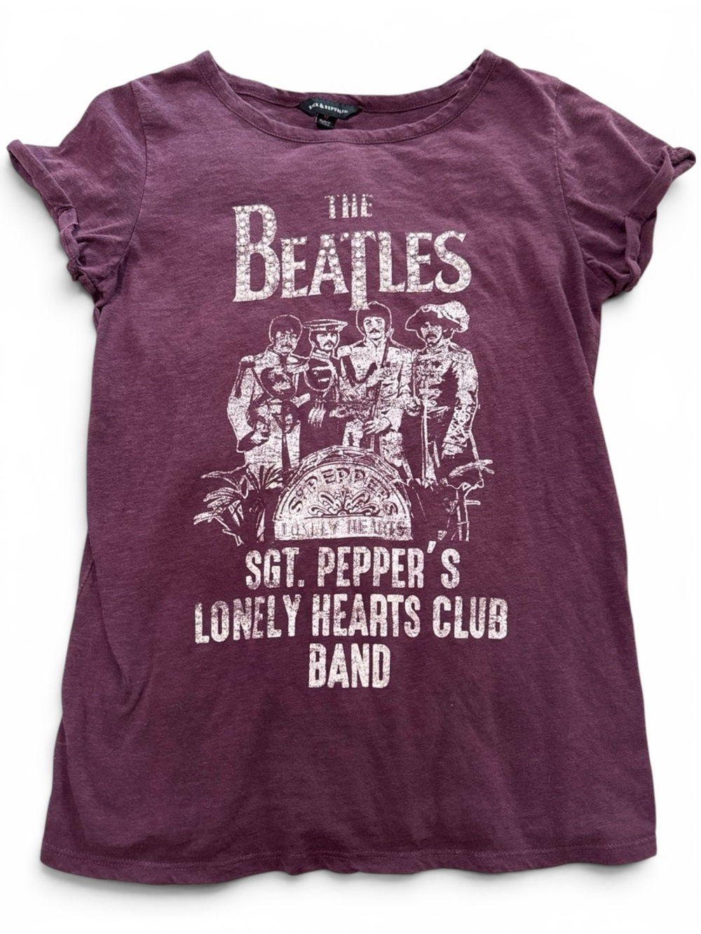 The Beatles Sgt. Pepper’s Rock & Republic Studded Graphic Tee Purple | Medium